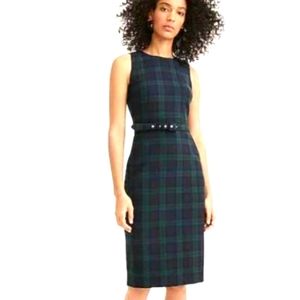 J.CREW BLACK WATCH PLAID WOOL SHEATH DRESS 10